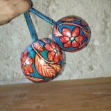 Pair of handmade Mexican maracas in painted gourd – 1960s/70s