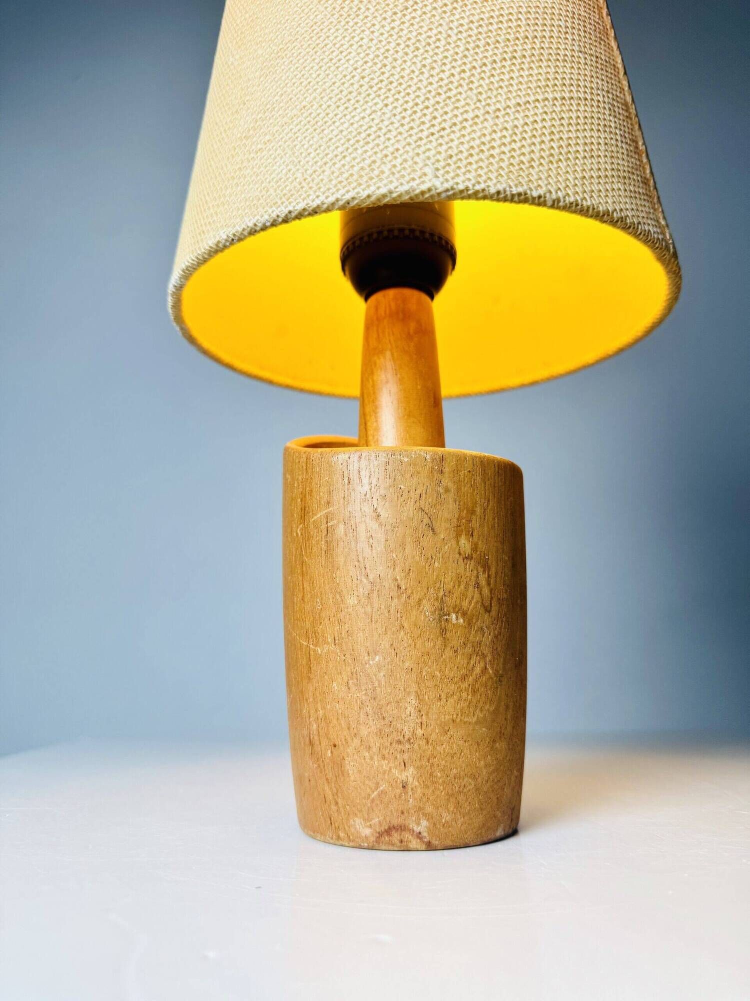 Model 2020 Cylindrical Desk Lamp In Wood By Markslojd Ab, Sweden 1960S