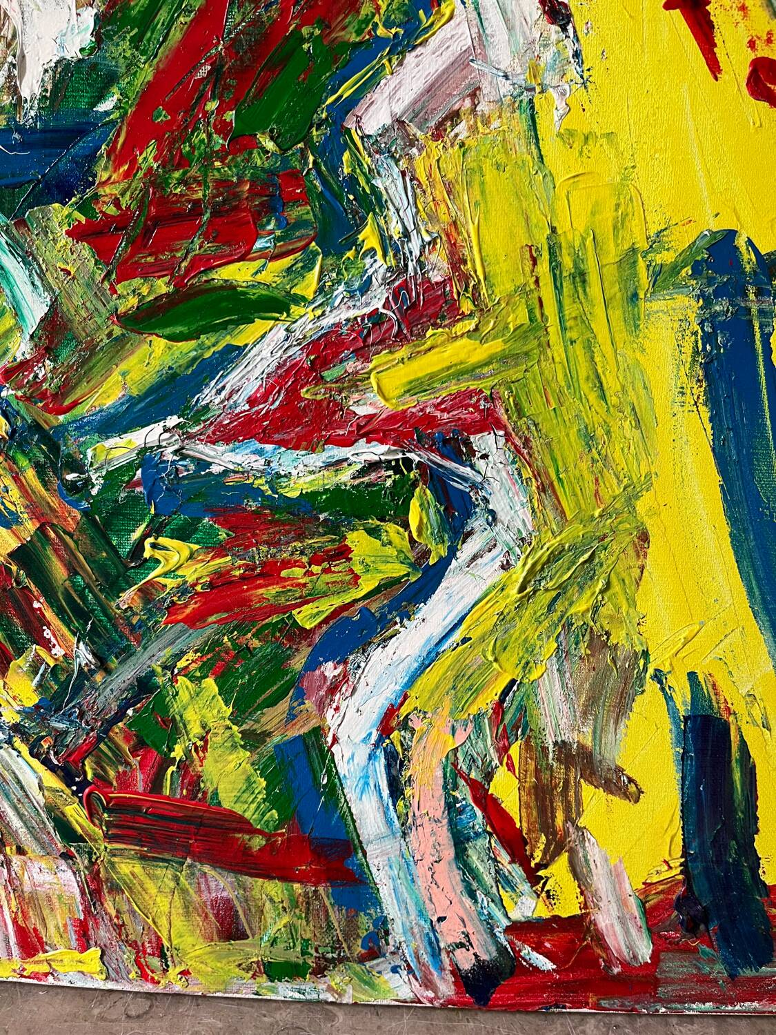 Jazzman playing the double bass, abstract, signed