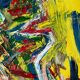 Jazzman jouant la contrebasse, abstrait, signé