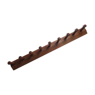 Porte-manteau en bois ancien 9 patères