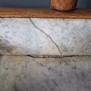 Antique dressing table with marble and solid wood with mirror.