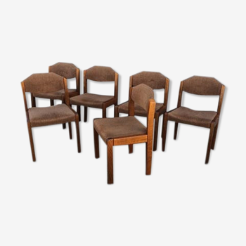Serie de 6 chaises en orme massif