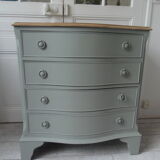 Vintage chest of drawers green of gray, 4 drawers, wooden top