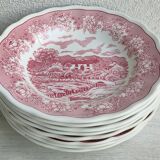 Set of 8 hollow plates landscapes iron earth