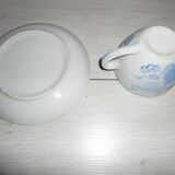 Service à café en grès bleu & blanc