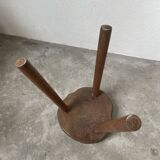 50s tripod oak stool