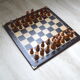 Large wooden chessboard and leatherette 48cm x 48cm