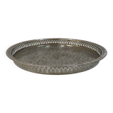 Grand plateau traditionnel oriental en métal argenté