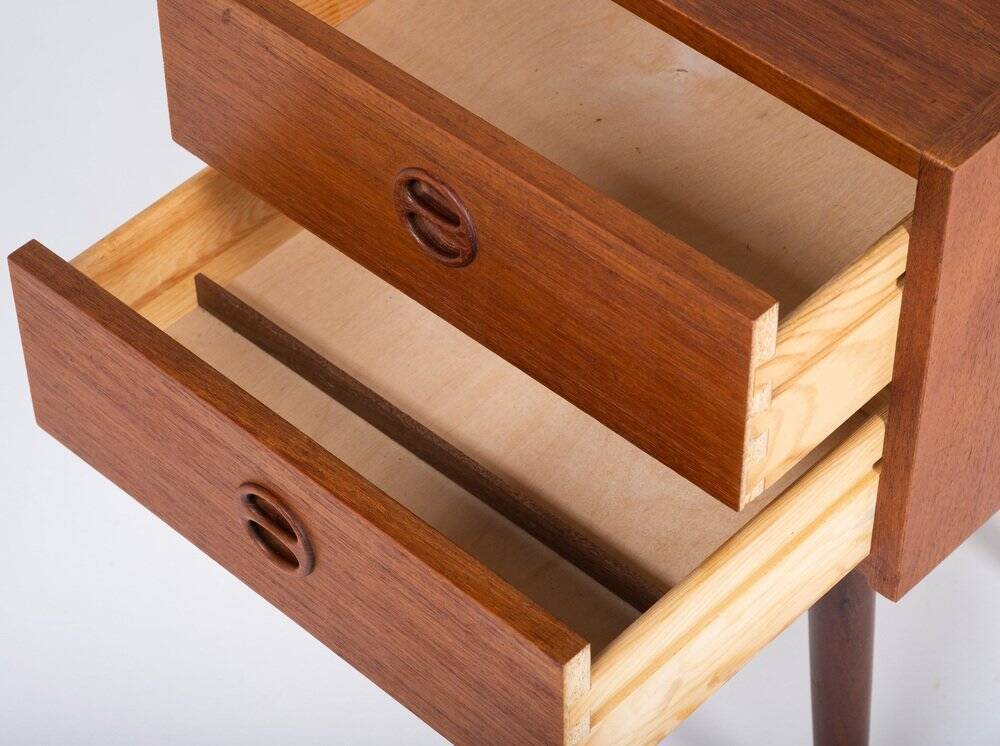 Bedside Table with 2 Drawers in Teak, Denmark, 1960s