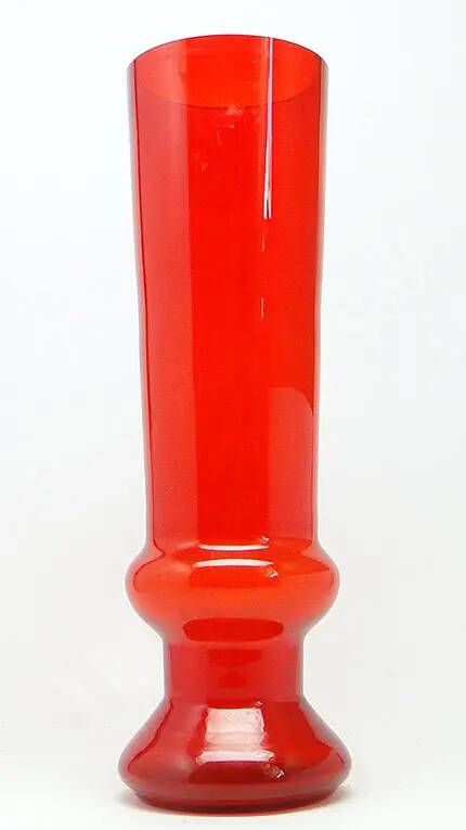 Postmodernist vase, red glass, Poland, 1970s