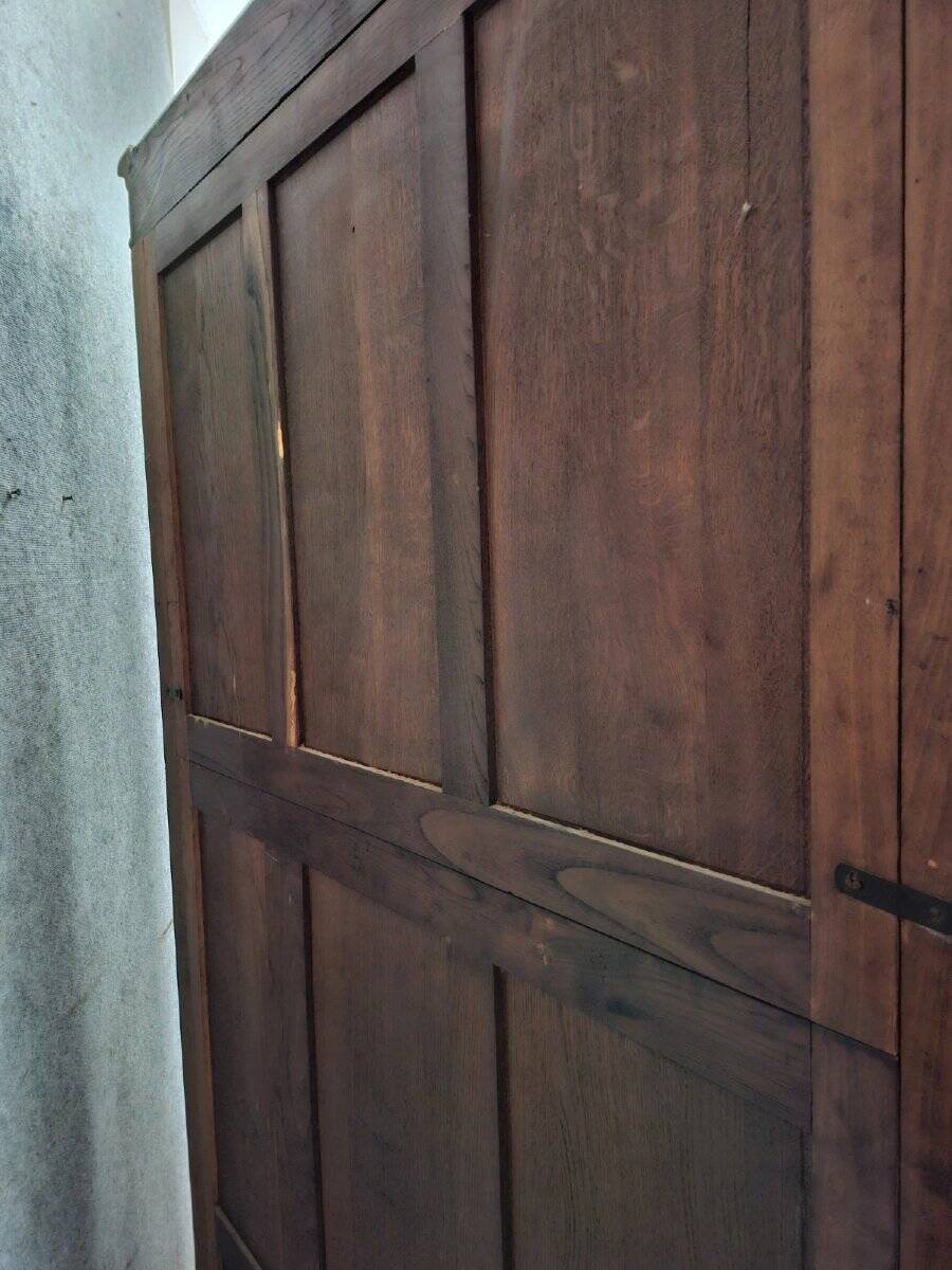 antique walnut carved wardrobe – Louis XV style – mirror doors – 19th century