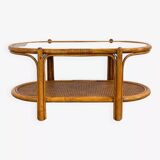 Vintage roasttan coffee table and glass top