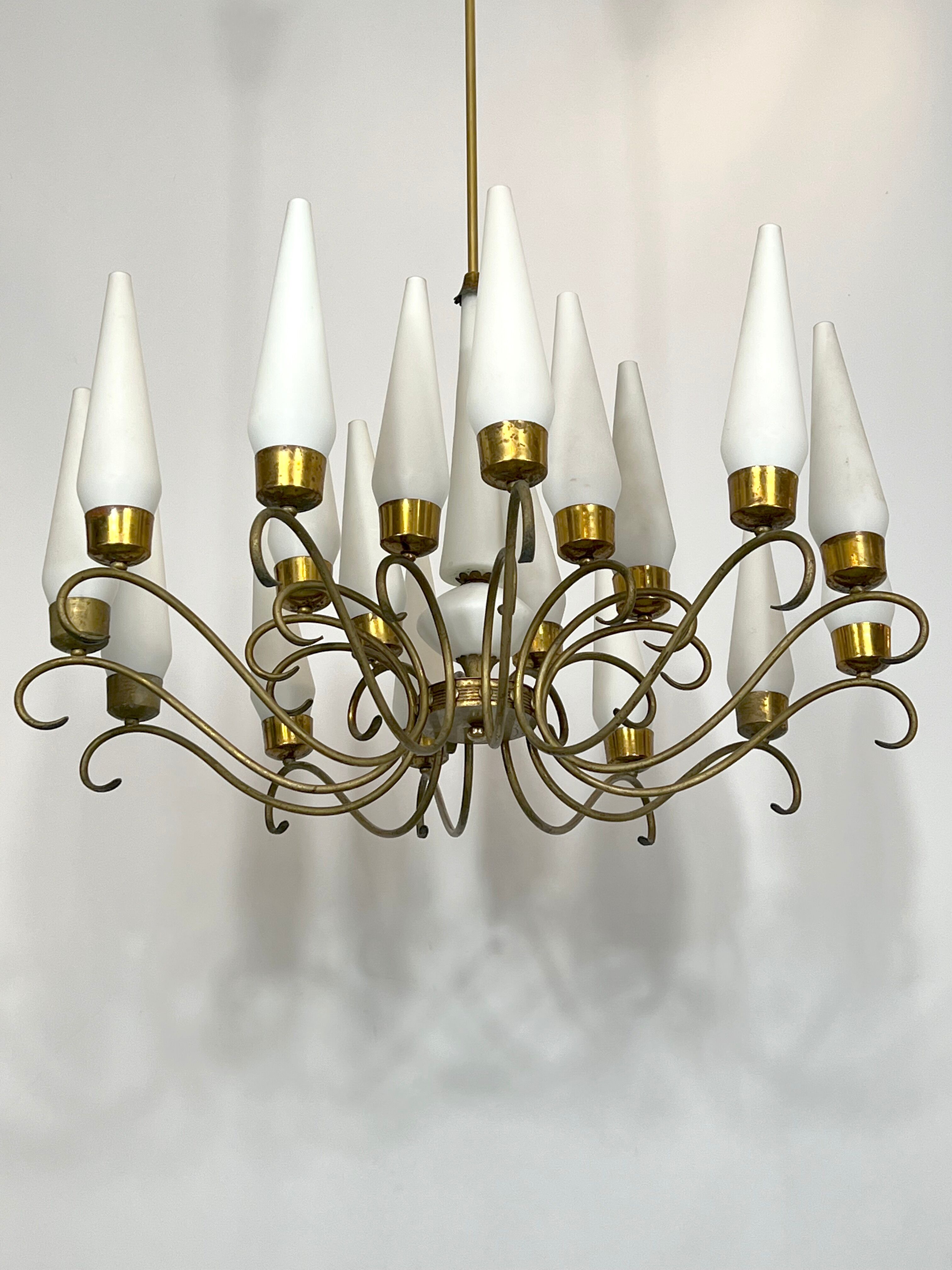 Arredoluce Monza 18 lights chandelier from 50s