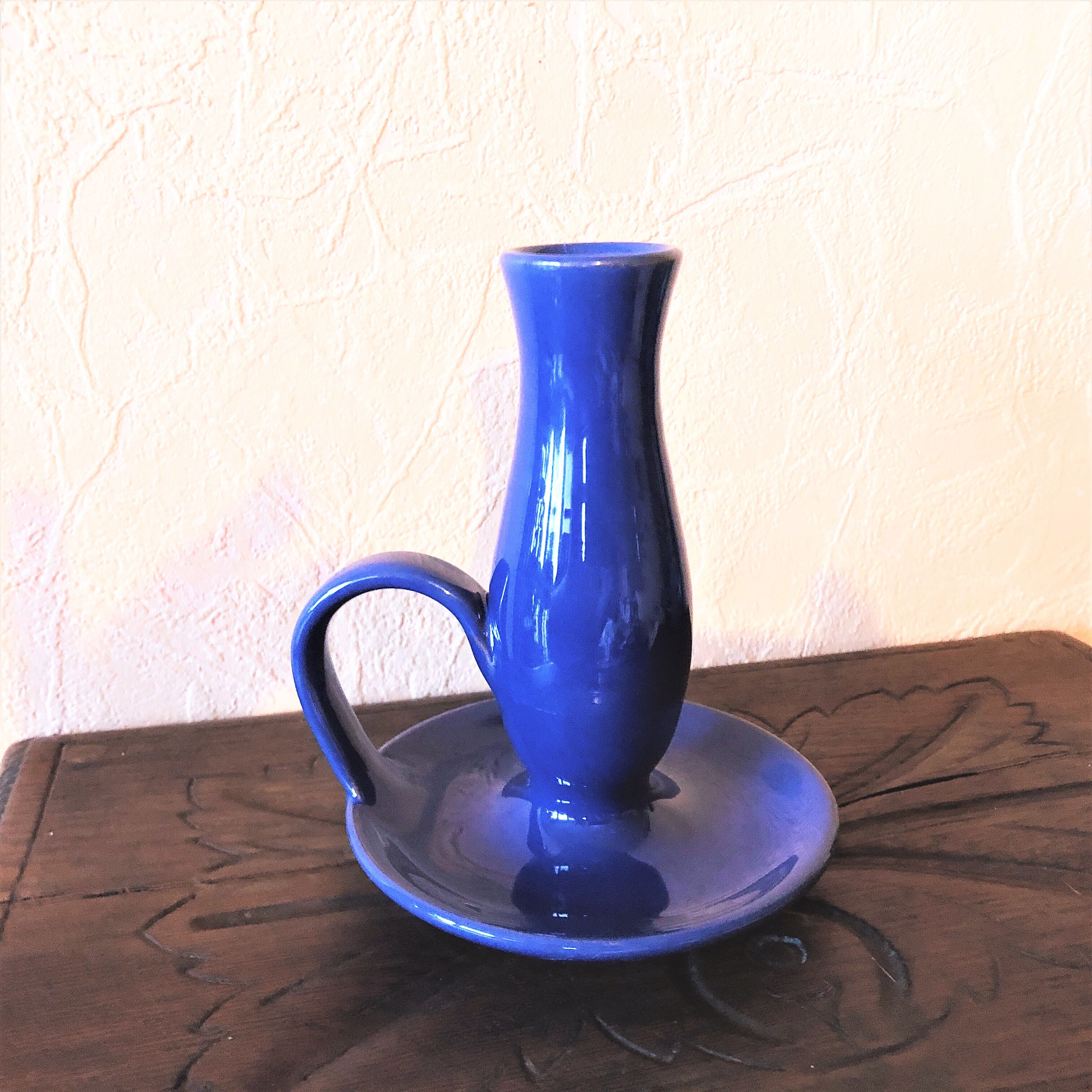 Handmade hand candle holder signed Malarmey vintage 50/60