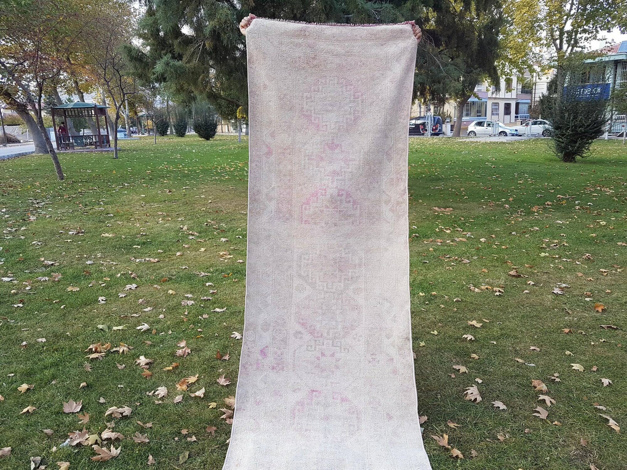 Vintage Turkish hallway rug 90x430 cm