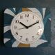 Vintage clock rectangular silent wall clock "Jaz blue white ochre"