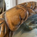 Beveled art deco mirror, carved wood
