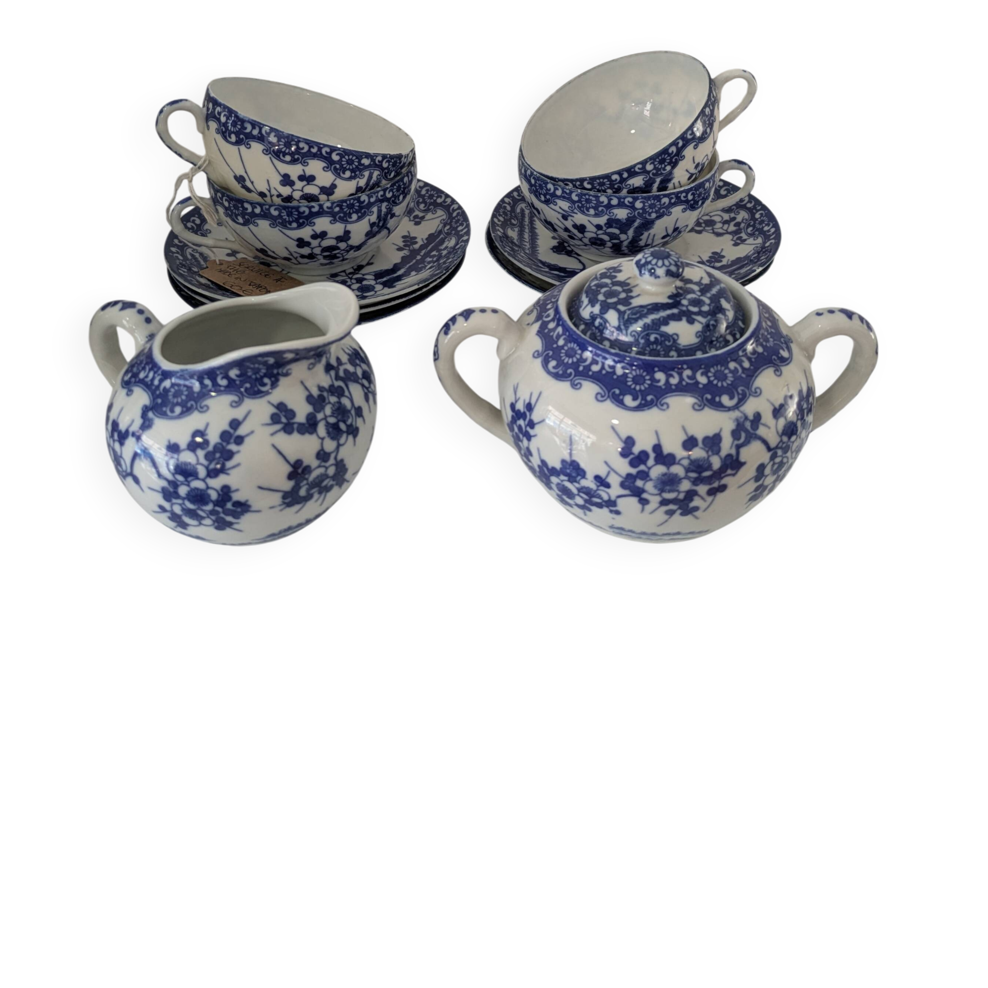 Vintage blue fine china tea set