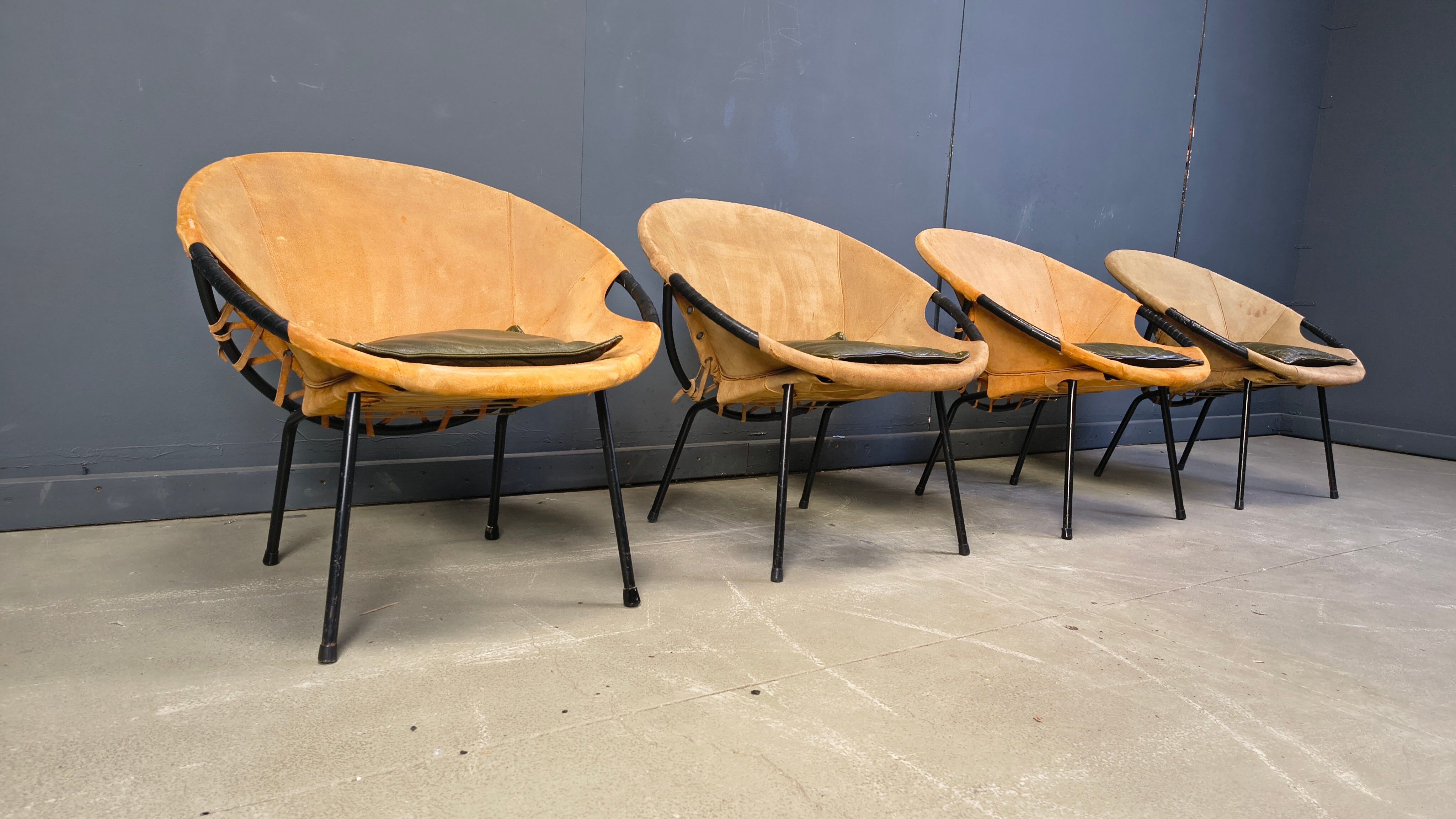 Vintage balloon chairs by Lusch & Co, 1960s - set of 4