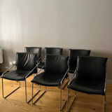 Ensemble de 6 chaises en cuir circa 1970