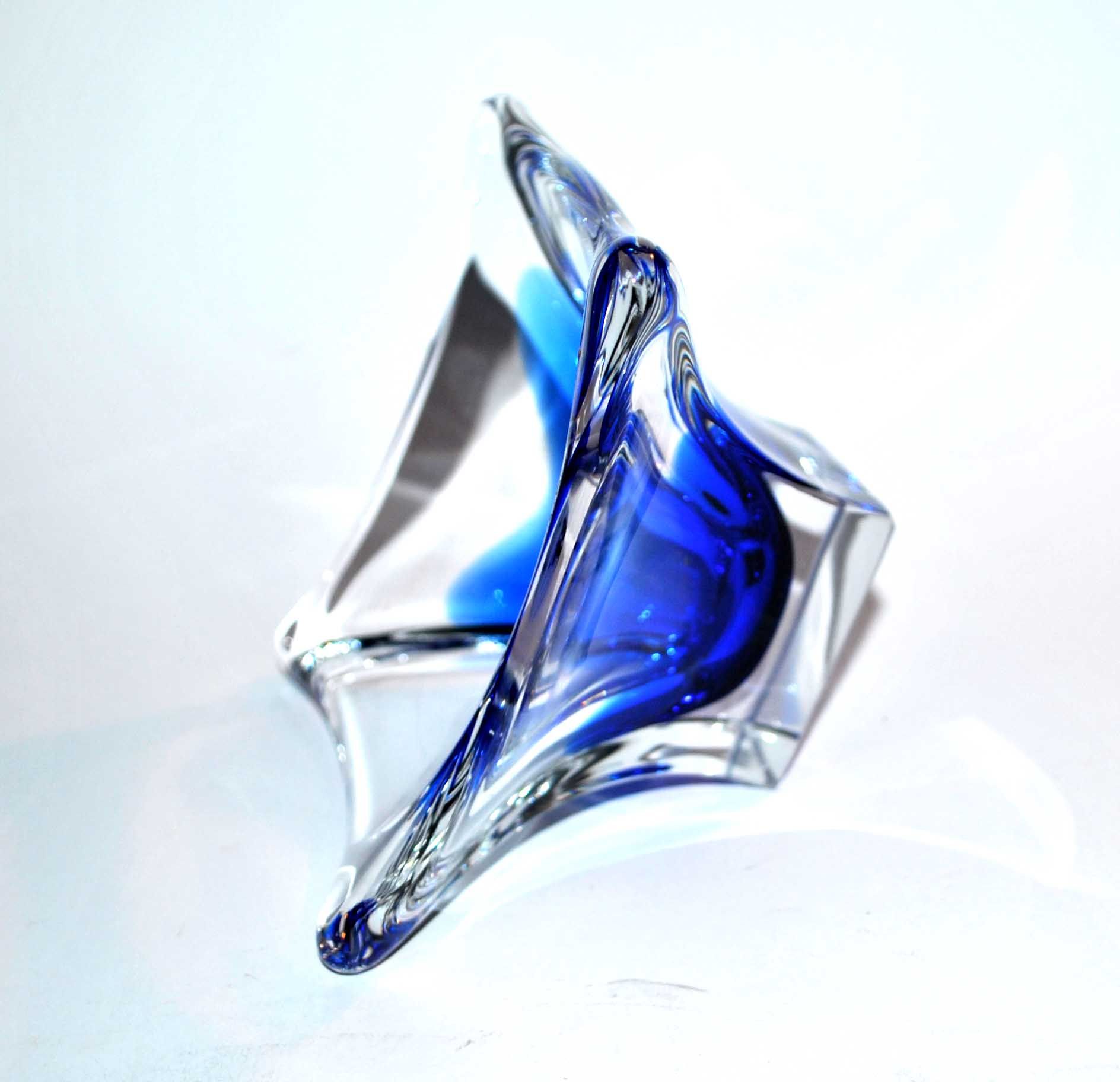 Vintage ashtray cut in Blue Murano crystal - Modernist pocket empty 1970-80