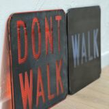Old signs new york traffic us walk don't walk pair