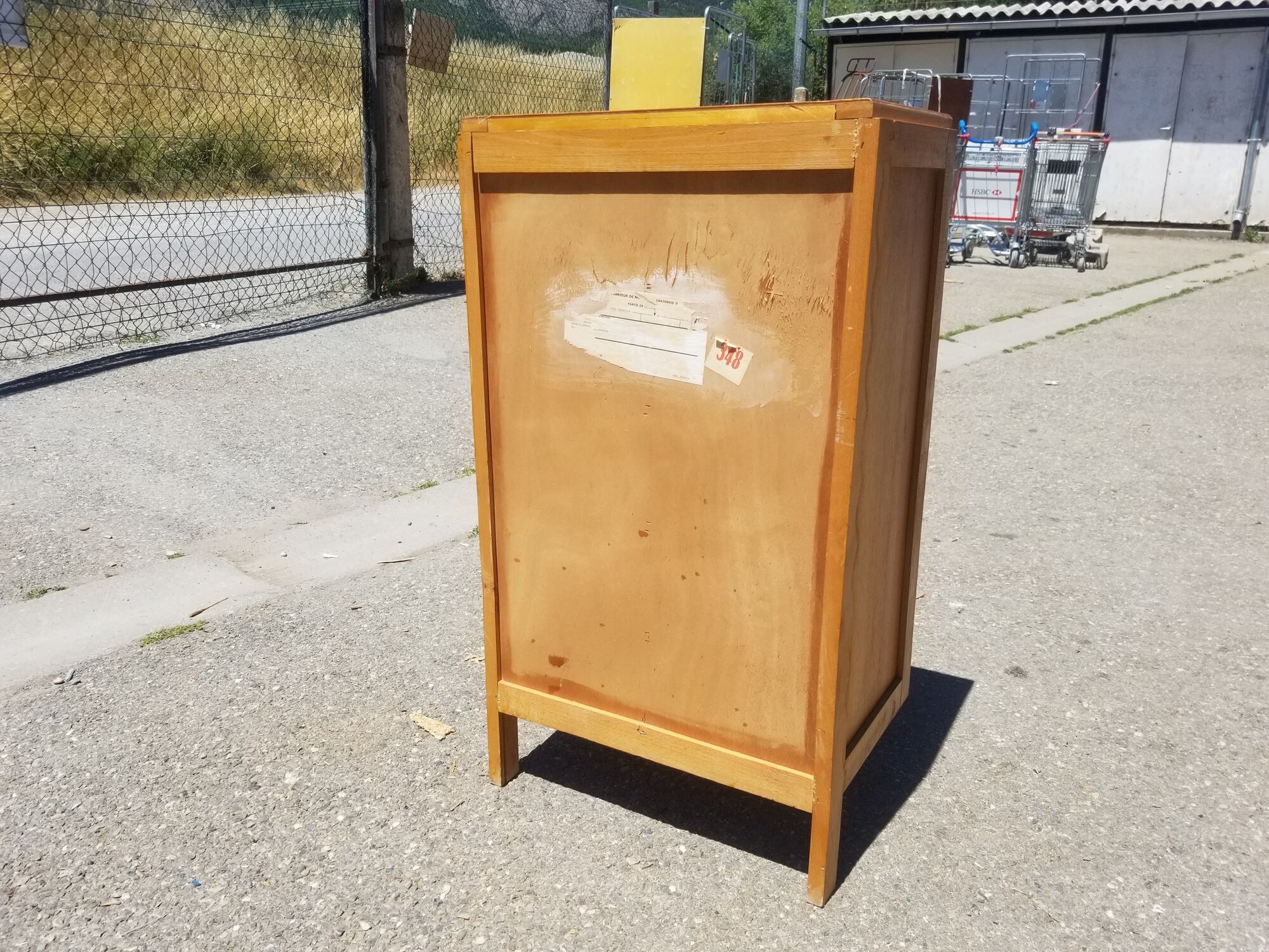 Chiffonnier vintage 5 tiroirs en bois blond - années 60