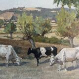 HSP painting "Orientalist Pastoral" signed Eugénie Clarac (1886/1960) Algiers