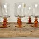 6 verres à pieds ambrés vintage
