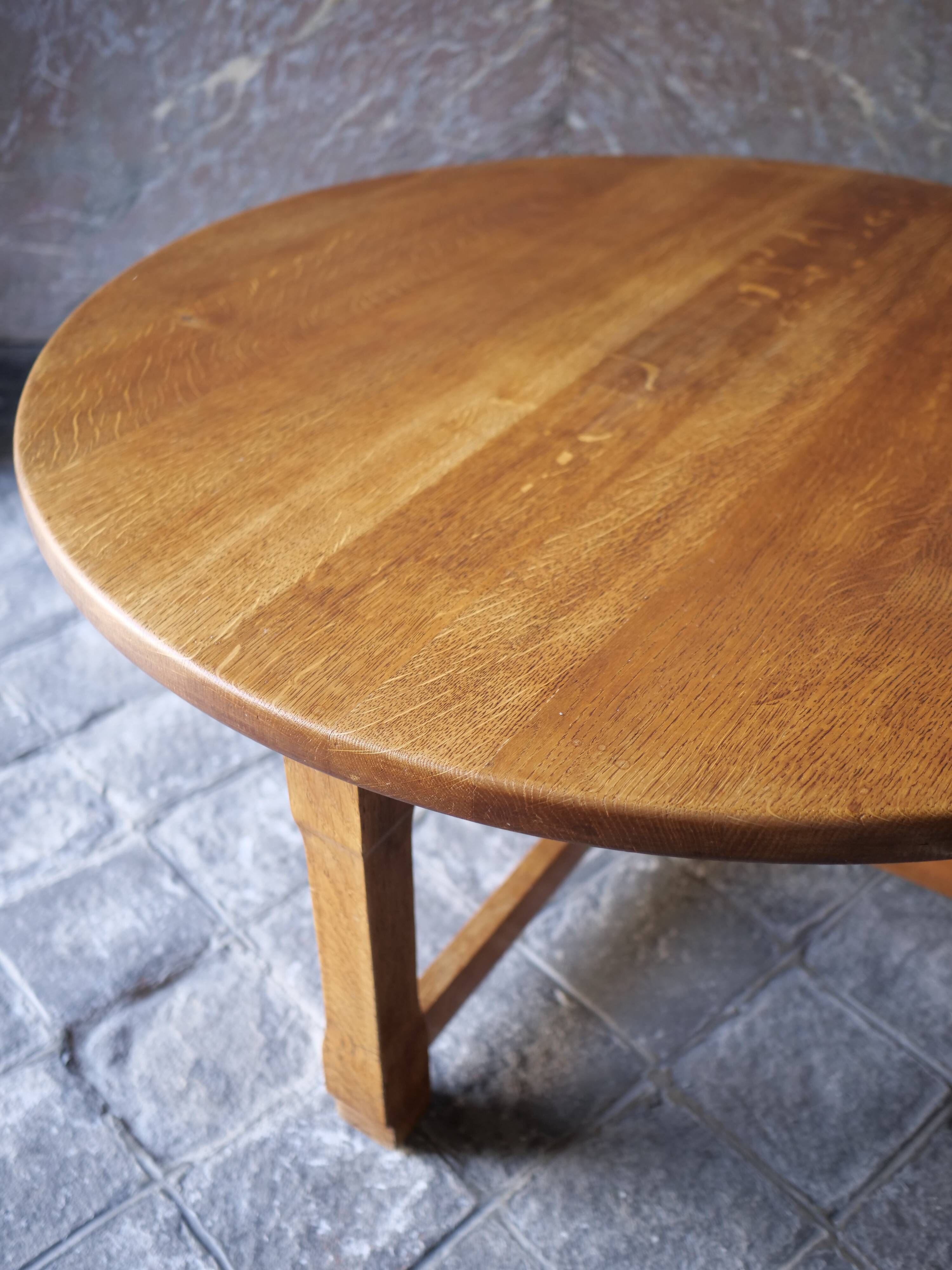 round coffee table in solid wood brutalist design bohemian decor