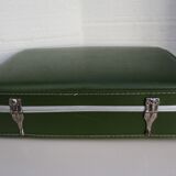 Valise hotesse de l'air vinyle vert vintage