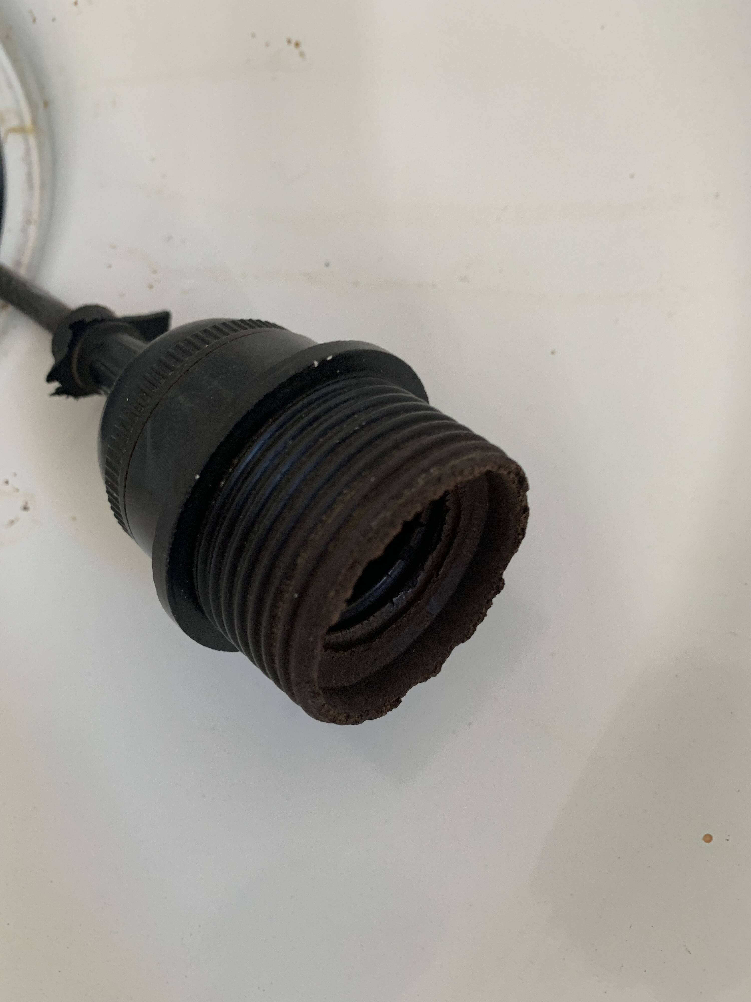 Vintage 1940s pendant lamp with marine enamel bowl - 47 x 40 cm