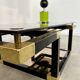 Coffee table in black and gold metal, smoked glass 70 years Romeo Rega vintage