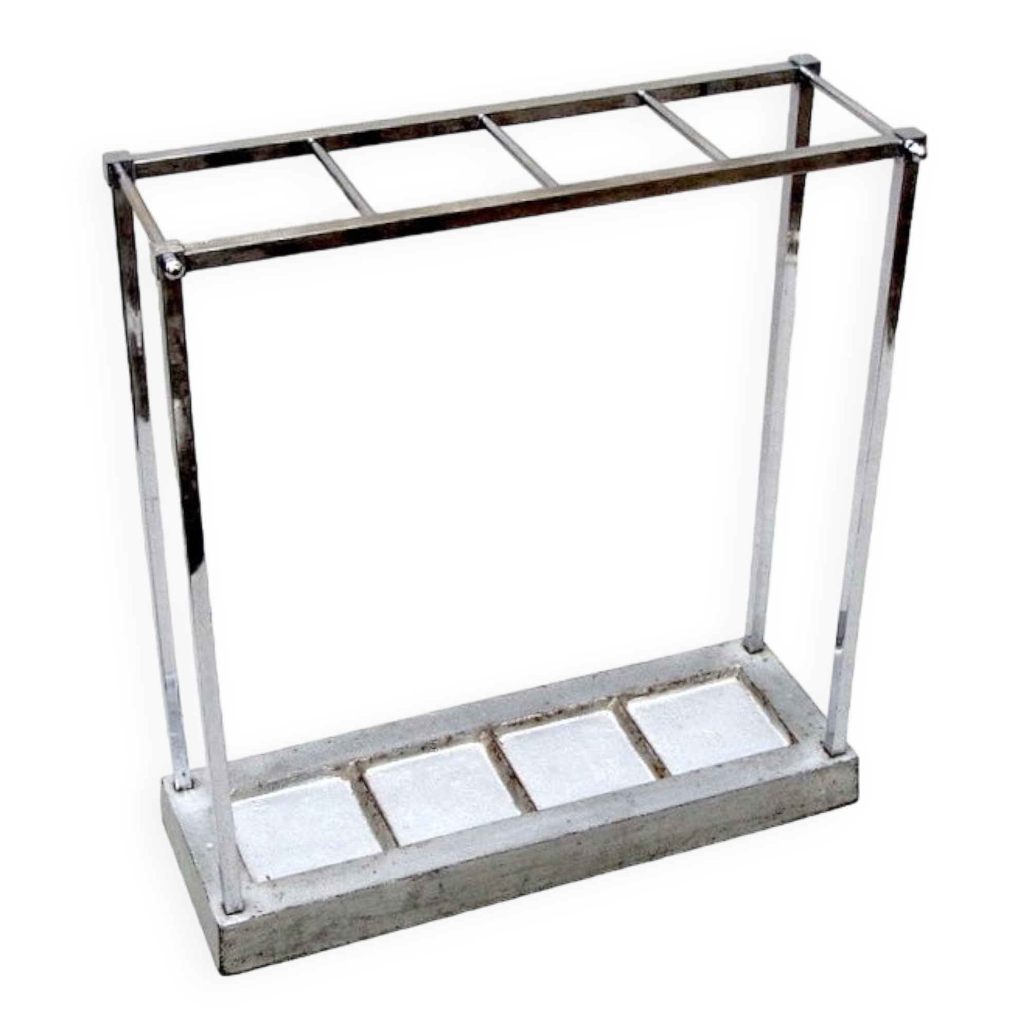 Art Deco umbrella holder in chromed metal