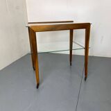 Mid-century scandinavian teak and glass trolley side table, 1950s
