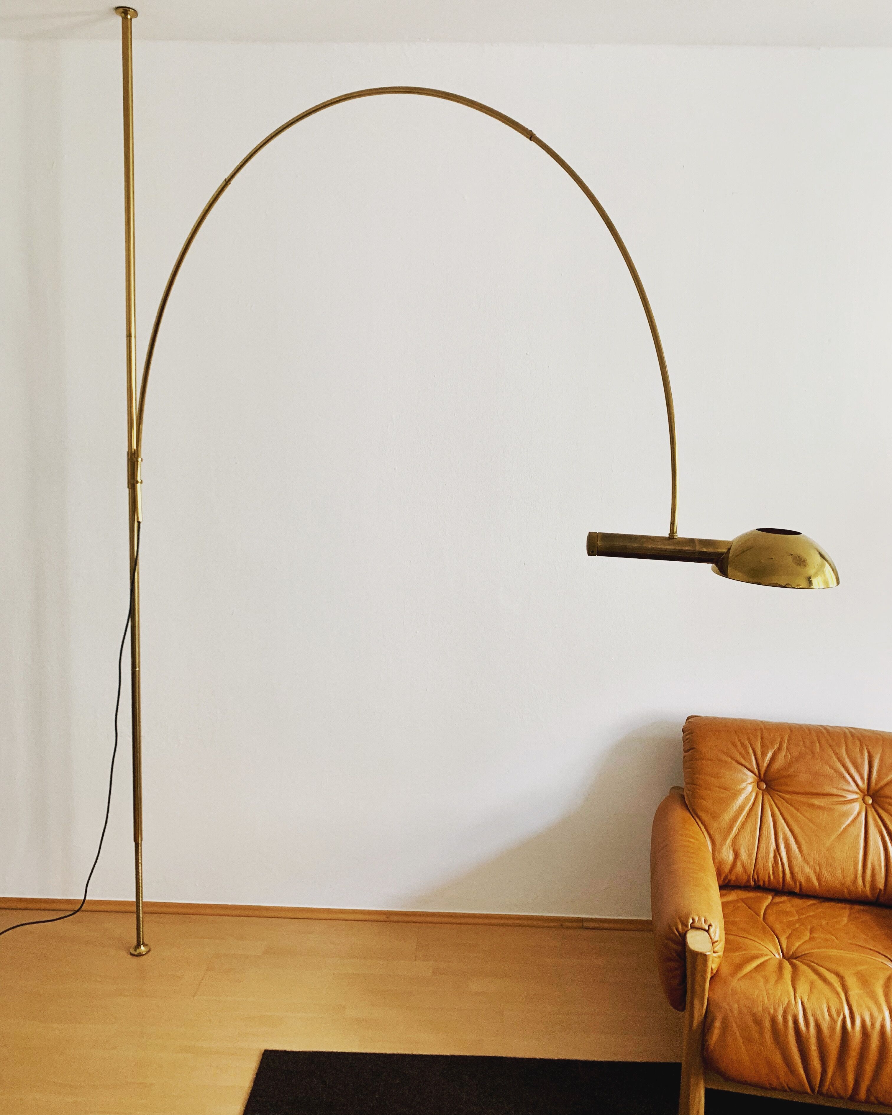 stunning Mid Century Modern brass UNA arc lamp by Florian Schulz