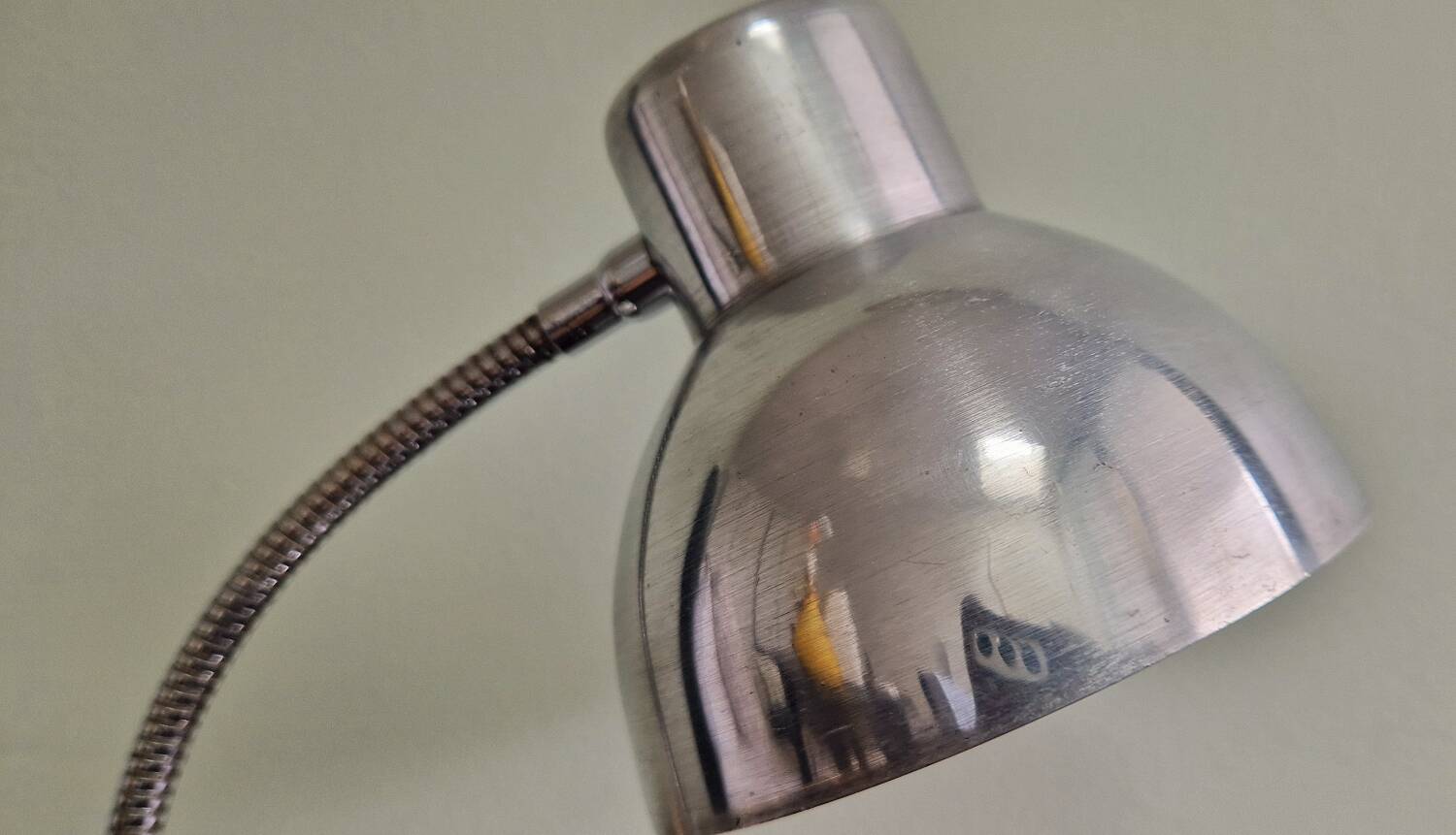 Polished aluminum desk lamp from the 1950s