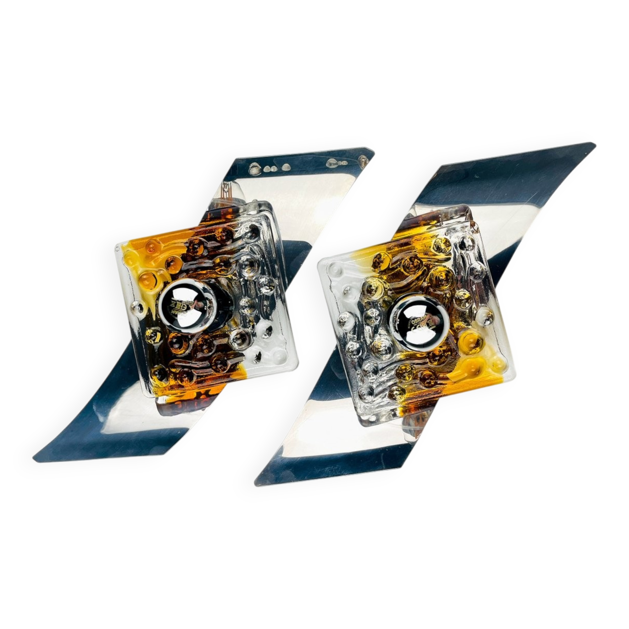 Mid-century Murano wall lamps by Mazzega, Italy 1970, set of 2