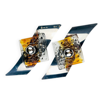 Mid-century Murano wall lamps by Mazzega, Italy 1970, set of 2