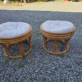 Pair of rattan poufs