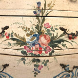 Venetian-style showcase chest of drawers in lacquered wood with flower painted decoration
