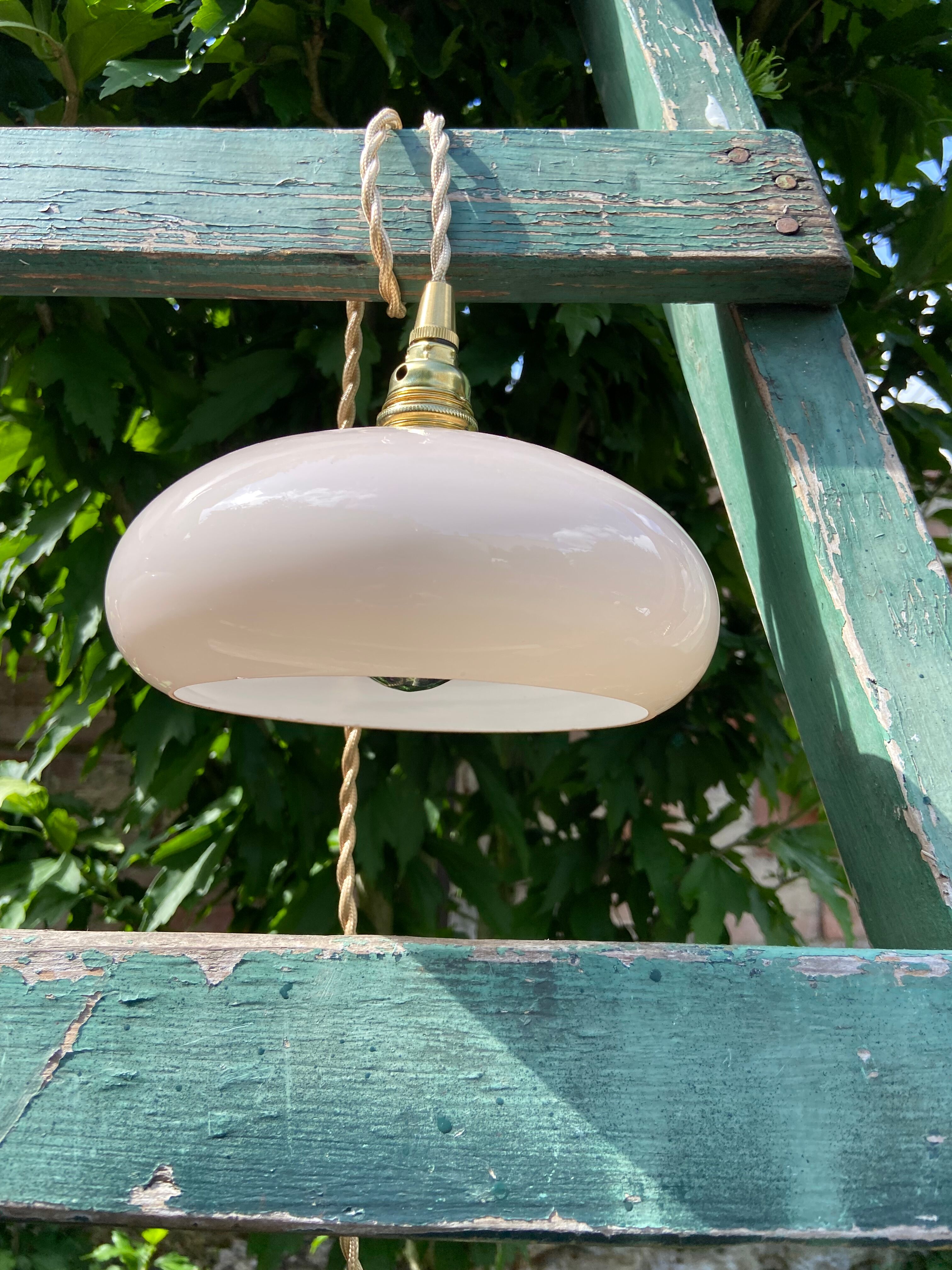 Vintage powder pink opaline globe player 1950