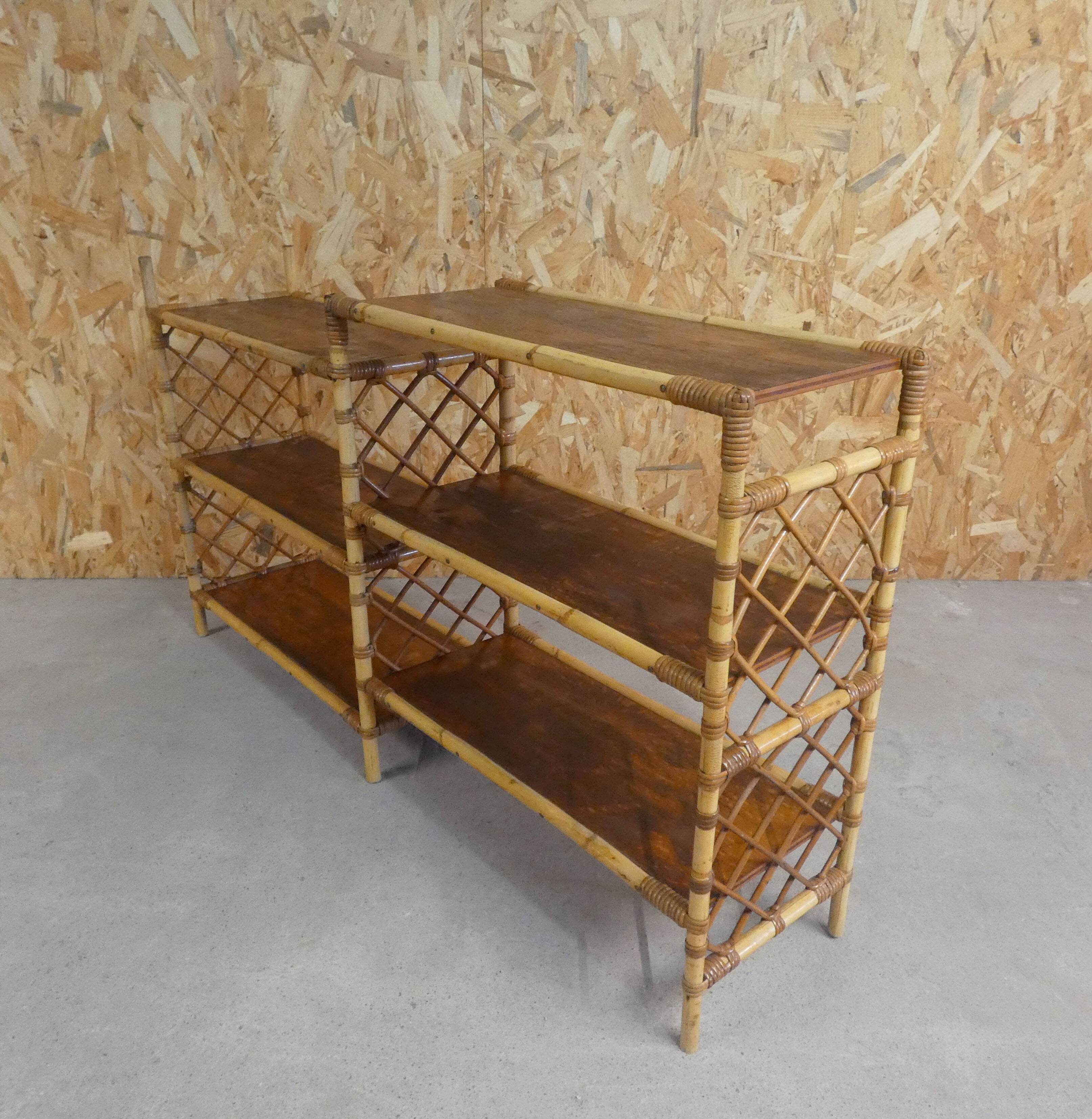 Rattan console shelf sideboard