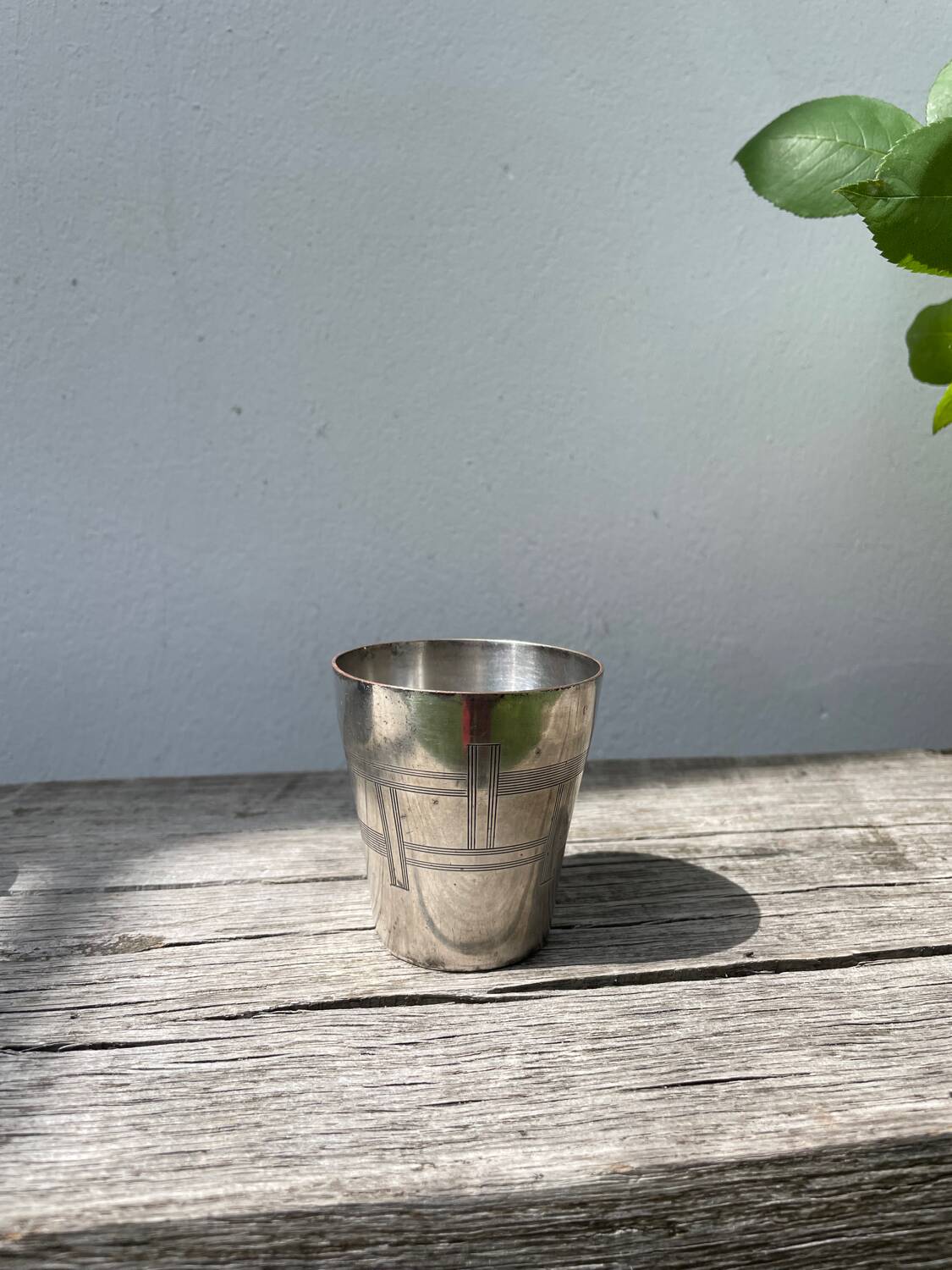 Timbale verre argenté art déco