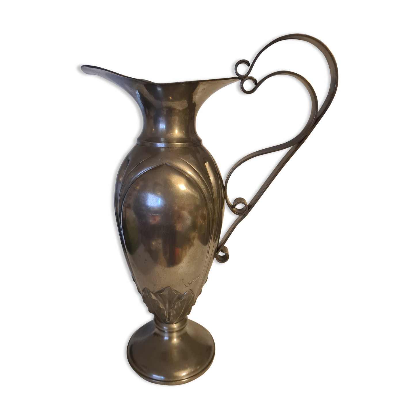 Pure brass ewer signed L Rozay Art Nouveau Style