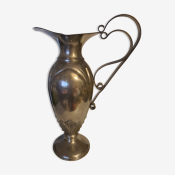 Pure brass ewer signed L Rozay Art Nouveau Style
