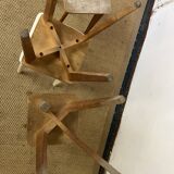 Série de 5 tabourets d'atelier en bois vintage