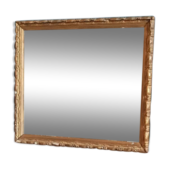 Mirror carved gilded stucco wood frame patinated