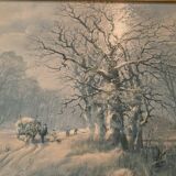 Don Vaughan - huile canvas - cadre bois , signature bas gauche . Tableau L'hiver